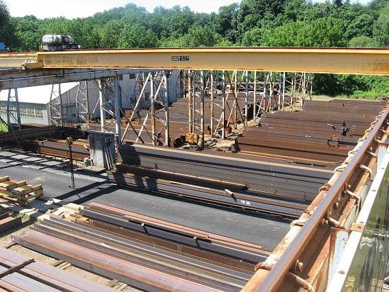 Overhead crane over Weir Welding steel storage yard